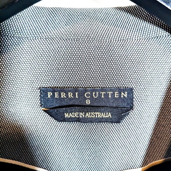 Perri Cutten Birdseye Jacket Blazer Size 8 Black Business Corporate Stretch Dot - Picture 7 of 8